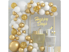 Set de baloane pentru ghirlandă în culori alb și auriu – 79 de bucăți.
