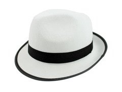 Pălărie de gangster MICHAEL JACKSON albă cu ornamente negre - 1 buc.