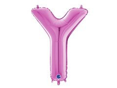 Fucsia litera Y balon de folie - 66 cm - 1 buc.