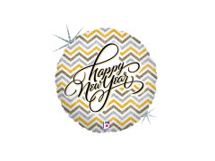 Balon rotund din folie Happy New Year - 14" - 1 buc.