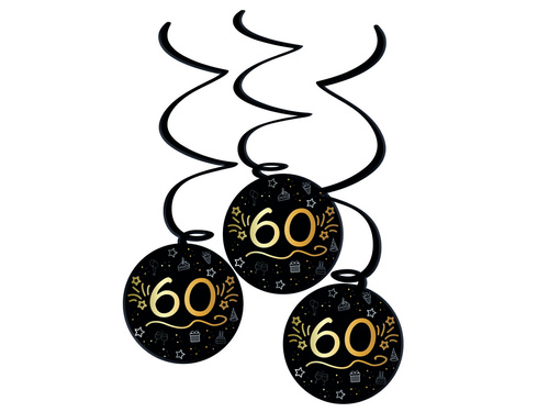 Spânzurare decorare vârtejuri pentru șaizeci negru - 3 buc.