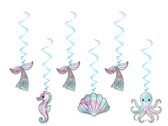 Ziua de naștere Sirenă decor suspendat - 6 buc.