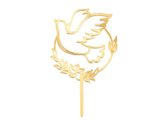 Topper pentru tort Gold Dove - 1 buc.