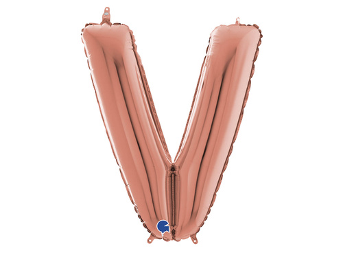 Balon din folie litera V roz auriu - 66 cm - 1 buc.