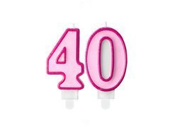 Lumânări cu număr roz - 40 - patruzeci - 2 buc.