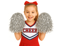 Pompoane metalice argintii pentru majorete - 2 buc.