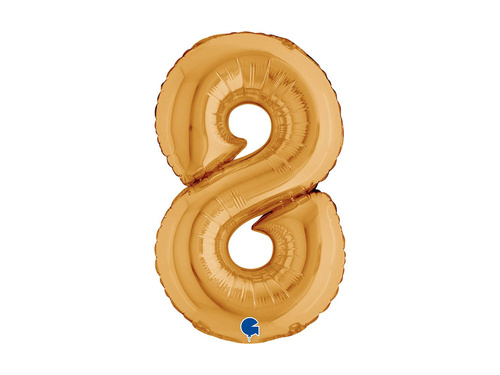 Balon din folie numărul 8 auriu - 14" - 1 buc.