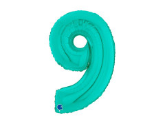 Număr 9 turcoaz balon de folie - 26" - 1 buc.