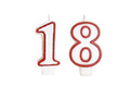 Lumânări numerice cu margine roșie - 18 - optsprezece - 2 buc.