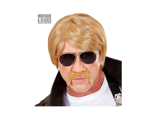 Agent cu perucă blondă cu mustață și ochelari de soare