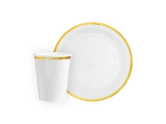 Set de hârtie albă cu margine aurie - 12 buc.