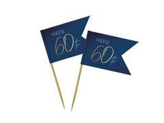 Happy 60th albastru marin muffin pickers - 36 buc.