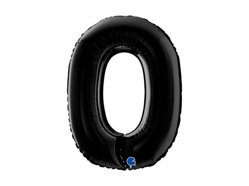 Balon din folie numărul 0 negru - 26" - 1 buc.