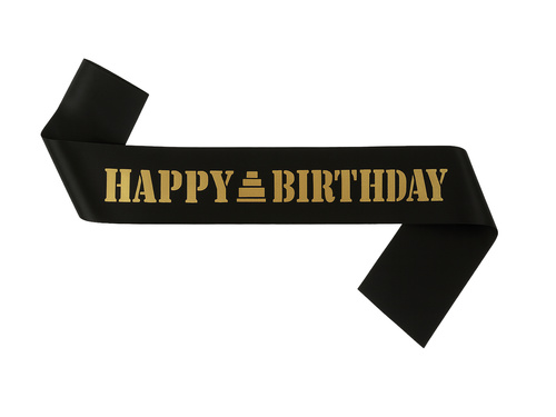 Eșarfă aniversare fericită negru - 1 buc.