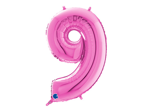 Balon din folie numărul 9 fuchsia - 66 cm - 1 buc.