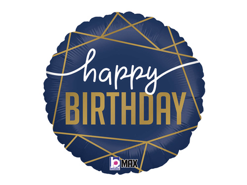 Balon folie albastru marin Happy Birthday - 46 cm - 1 buc.