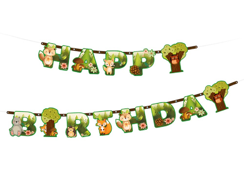 Happy Birthday Forest Friends banner - 210 cm - 1 buc.