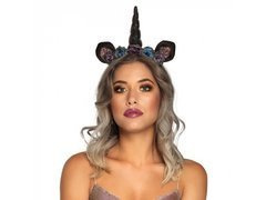 Bentiță Unicorn întunecat cu trandafiri - 1 buc.