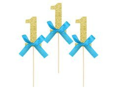 Culegătoare de brioșe cu arc albastru pentru petrecerea aniversară - 6 buc.