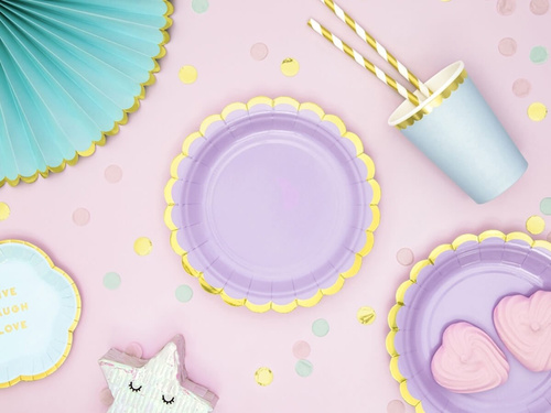 Paie tub metalizată alb și auriu - 10 buc.