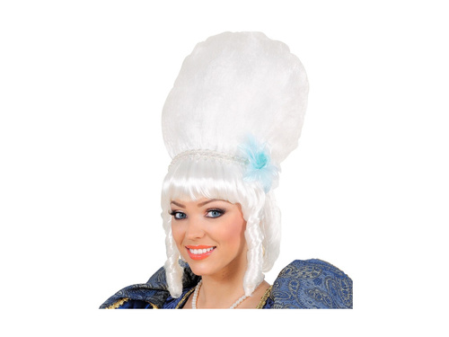 Peruca Marquesa cu perle albe și floare albastră