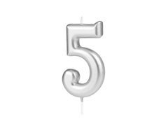 Lumânare cu număr argintiu - 5 - 1 buc.