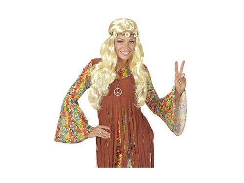 Peruca hippie blondă cu bentiță de margarete