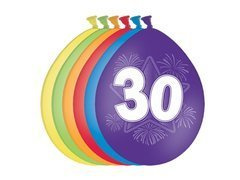 Baloane aniversare 30 de ani - 27 cm - 6 buc.