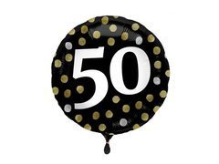 Balon din folie pentru a 50-a aniversare negru - 45 cm - 1 buc.