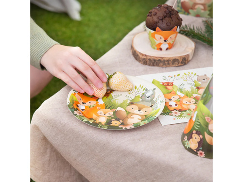 Farfurii aniversare Prietenii pădurii - 18 cm - 6 buc.