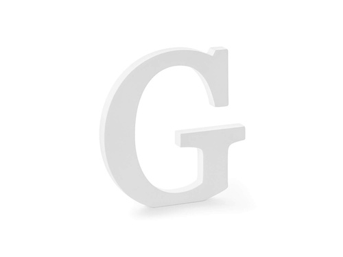 Decor din lemn litera G - alb