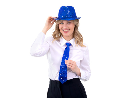 Cravată cu paiete - albastru marin - 36 cm - 1 buc.