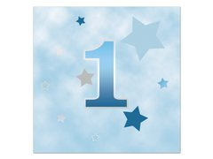 Șervețele pentru aniversarea unui an Stars albastru - 33 cm - 20 buc.