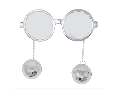 Pahare argintii cu mini bile disco - 1 buc.