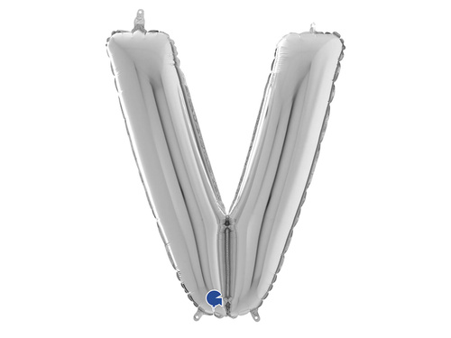 Balon din folie argintiu cu litera V - 66 cm - 1 buc.