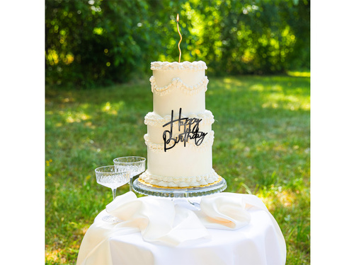 Topper lateral pentru tort Happy Birthday - negru - 1 buc.