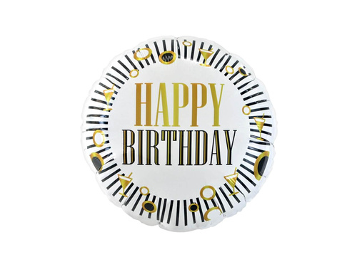 Balon de folie cu dungi albe și negre - 46 cm - 1 buc.