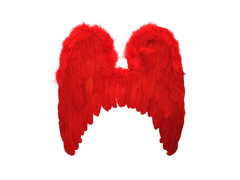 Aripi din pene roșii cu ornamente din marabou 46×48 cm