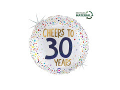 Balon aniversar rotund din folie pentru 30 de ani - 14" - 1 buc.