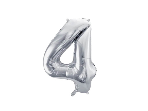 Balon din folie numărul 4 argintiu - 72 cm - 1 buc.
