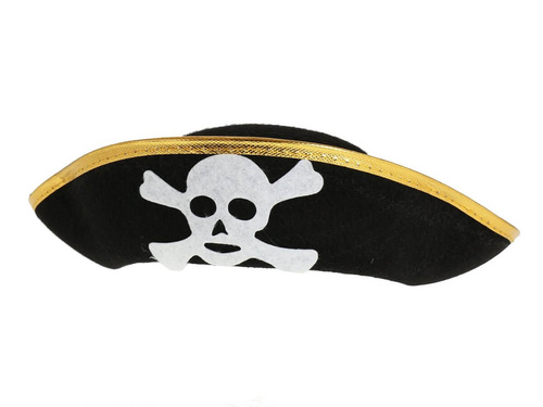 Pălărie de pirat cu ornamente aurii - 1 buc.