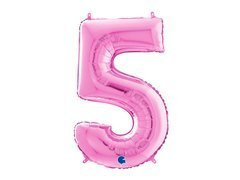 Balon de folie fucsia cu numărul 5 - 66 cm - 1 buc.