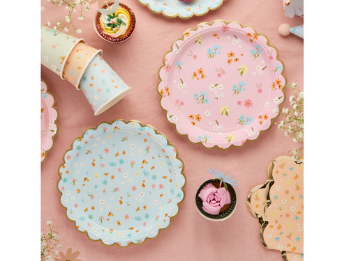 Farfurii de hârtie în flori - 23 cm - 8 buc.