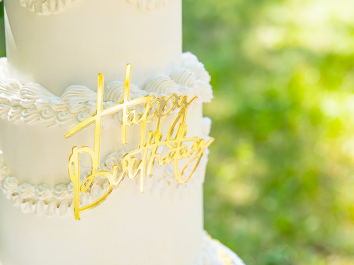 Topper lateral pentru tort Happy Birthday - auriu - 1 buc.