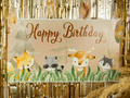 Happy Birthday Poster cu animale din pădure - 70x33 cm