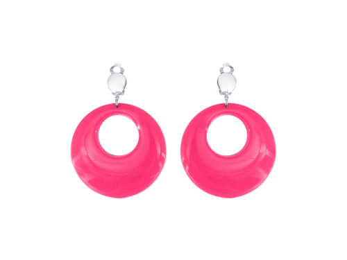 Cercei clip cercuri roz neon