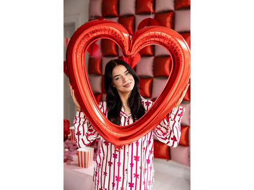 Balon din folie Inimă cadru foto roșu - 73 x 72 cm - 1 buc.