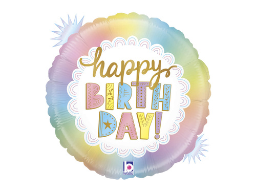 Balon iridescent din folie Happy Birthday - 46 cm - 1 buc.