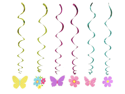 Decorațiuni suspendate - Flori și fluturi - 1 m - 6 buc.