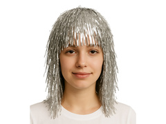 Peruca din folie argintie - 1 buc.